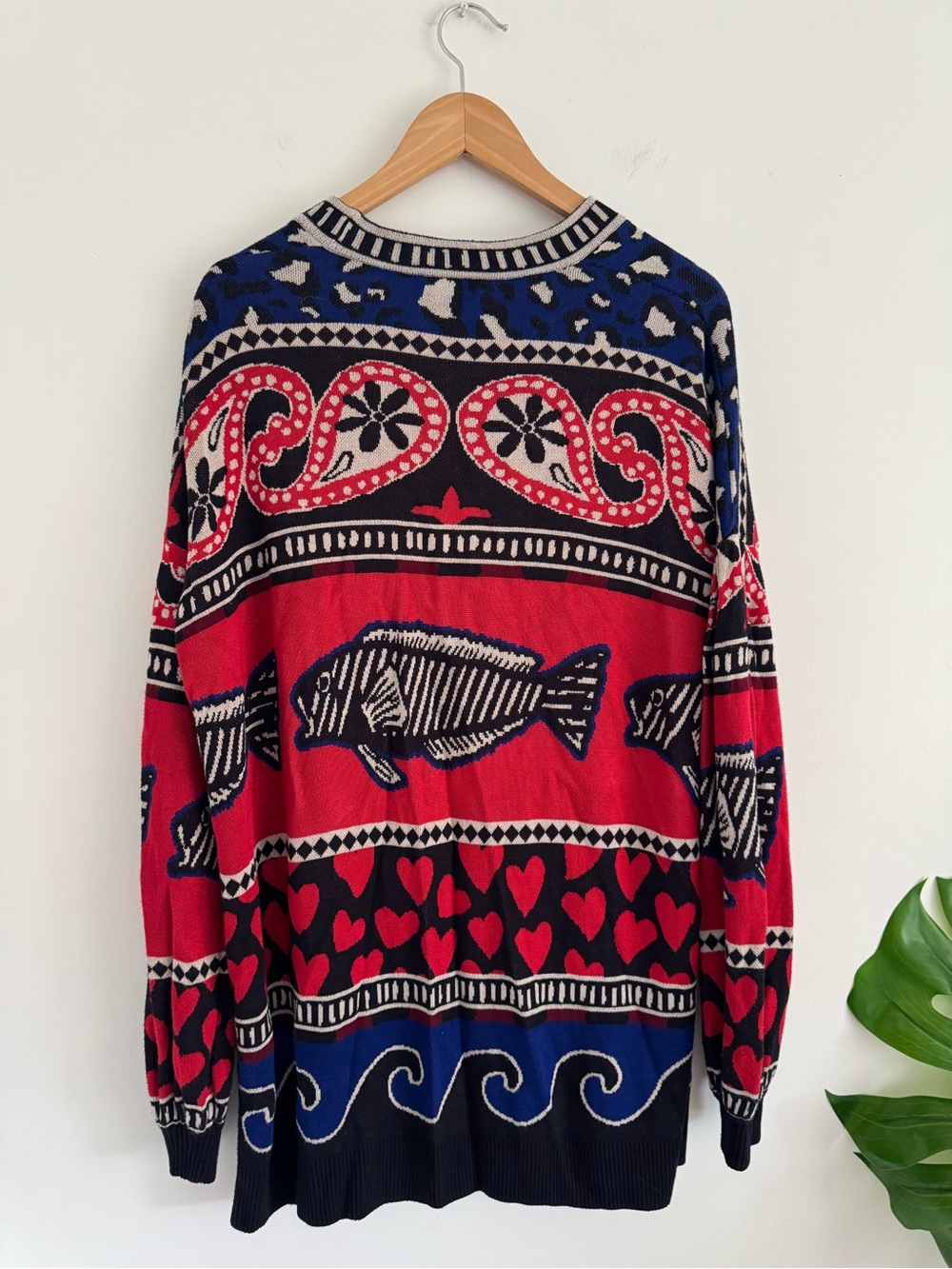 FARM Rio Red, Black & Blue Patterned Open-Front Cardigan - Picture 8 of 9